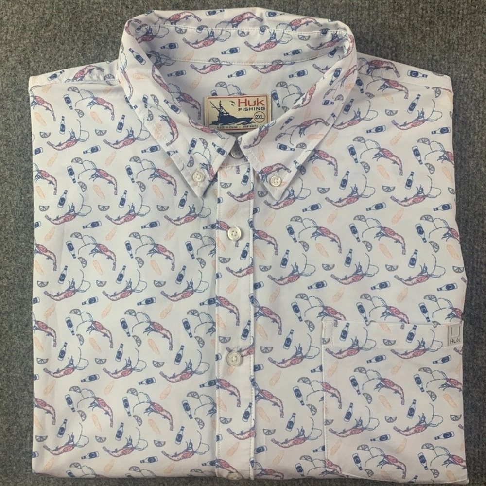 Huk Fishing Mens Short Sleeve
Button Down Fishing Shirt Size 2XL
Multicolor
